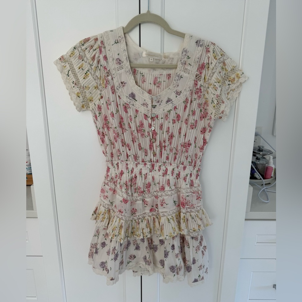 LoveShackFancy Pink Floral Lace dress